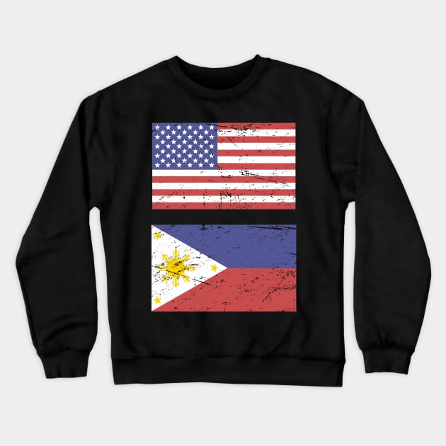 United States Flag & Philippines Flag Crewneck Sweatshirt by MeatMan